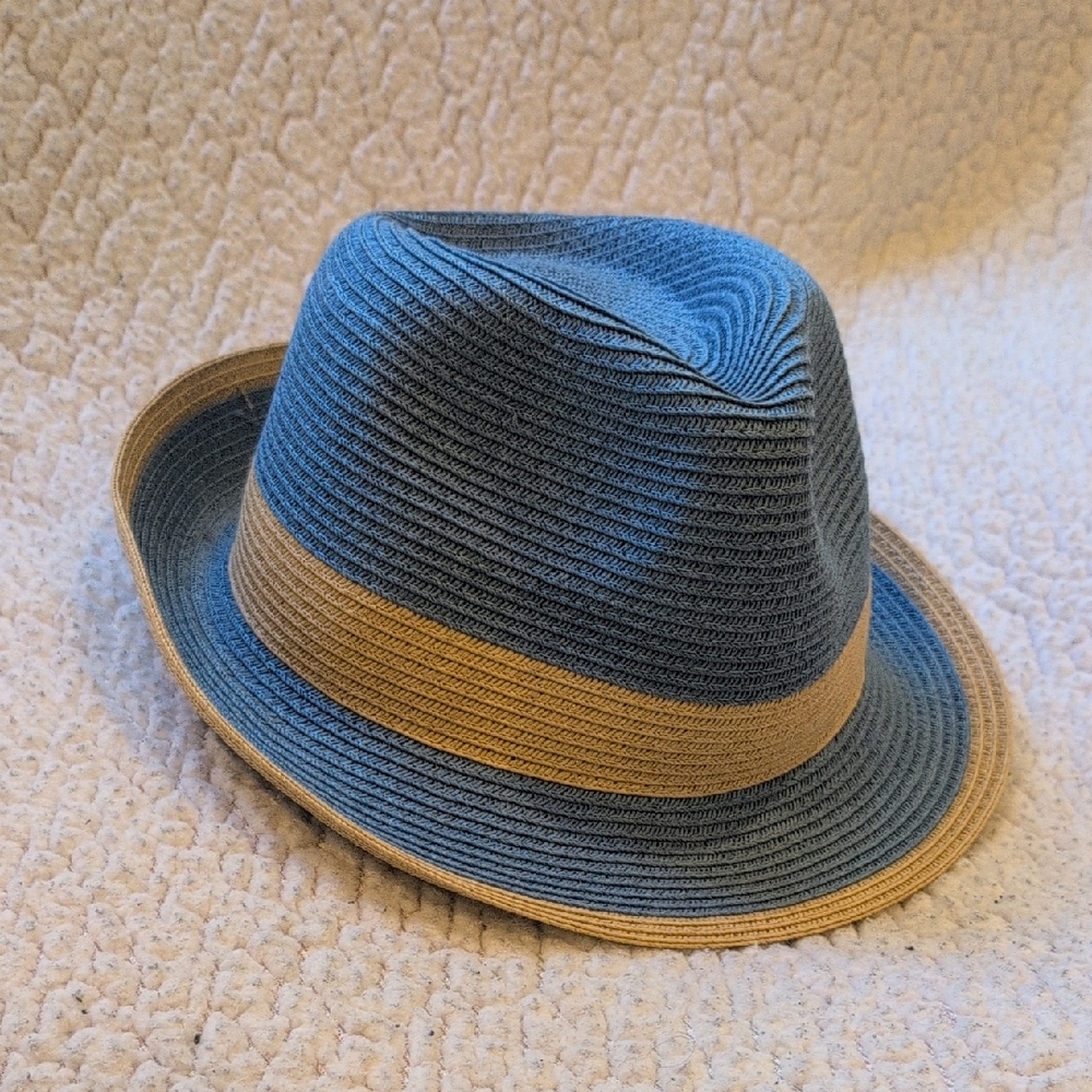 Joy Susan Stylish Blue and Tan Hat